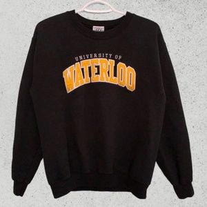 University of Waterloo Crewneck Sweatshirt, Black, Size Medium